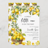 メインスクイーズレモン赤ちゃんシャワー 招待状 (正面/裏面)