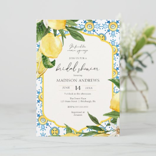 メインスクイーズヴィンテージレモンブライダルシャワー 招待状 (スタンド正面)