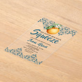 メインスクイーズ地中海のブライダルシャワーブルー アクリル招待状 (レイダウン)