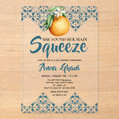 メインスクイーズ地中海のブライダルシャワーブルー アクリル招待状 (正面)