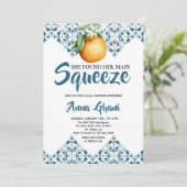 メインスクイーズ地中海のブライダルシャワーブルー 招待状 (スタンド正面)