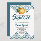 メインスクイーズ地中海のブライダルシャワーブルー 招待状 (正面/裏面)