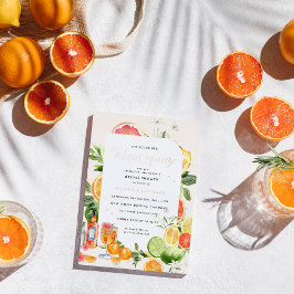 メインスクイーズ柑橘類ブライダルシャワー招待 箔招待状