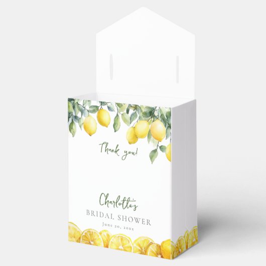 メインスクイーズ水カラーレモンブライダルシャワー フェイバーボックス (オープン)