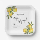 メインスクイーズ ウォーターカラーレモン ウェディングシャワー ペーパープレート (正面)