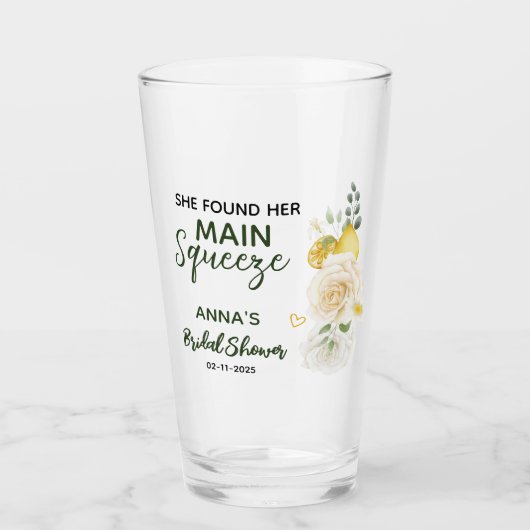 メインスクイーズ エレガント レモン フローラル ブライダル シャワー タンブラーグラス (正面)