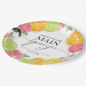 メインスクイーズ シトラス フローラル ブライダルシャワー ペーパープレート (アングル)