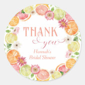 メインスクイーズ シトラス ブライダルシャワーのお礼 ラウンドシール (正面)