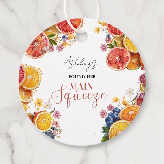 メインスクイーズ シトラス ブライダルシャワー フェイバータグ (正面)