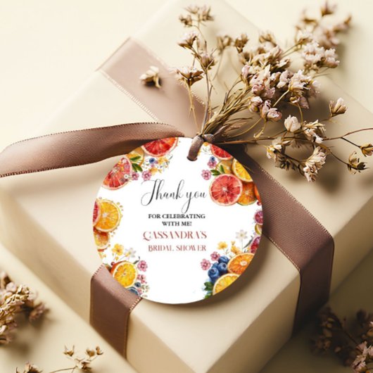 メインスクイーズ シトラス ブライダルシャワー フェイバータグ