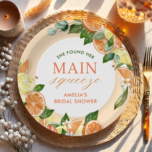 メインスクイーズ シトラス ブライダルシャワー ペーパープレート
