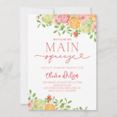 "メインスクイーズ"ブライダルシャワー – 柑橘類サマーパーティー 招待状 (正面)