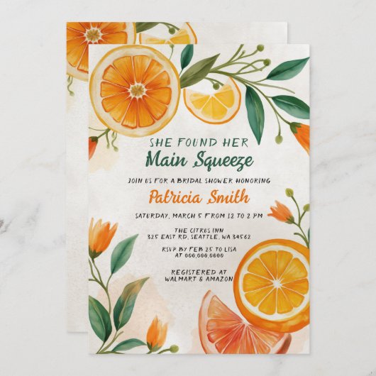 メインスクイーズ メディテレーニアンレモン ブライダルシャワー 招待状 (正面/裏面)