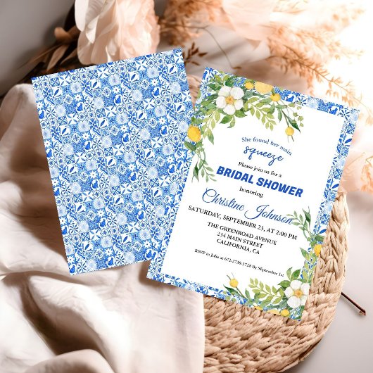 メインスクイーズ レモンとモロッカンタイルのブライダルシャワー セーブザデート