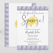 メインスクイーズ レモンのタイル モノグラム ブライダルシャワー 招待状 (正面/裏面)