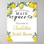 メインスクイーズ レモンズ ブライダルシャワー ウェルカム ゴールドフォイル 箔ポスター (正面)