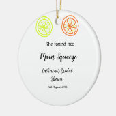 メインスクイーズ レモン シトラス ウェディングシャワー 名前を追加 セラミックオーナメント (左)