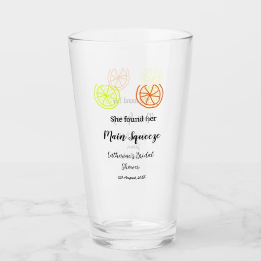 メインスクイーズ レモン シトラス ウェディングシャワー 名前を追加 タンブラーグラス (正面)