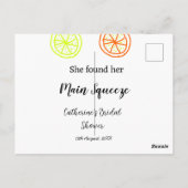 メインスクイーズ レモン シトラス ウェディングシャワー 名前を追加 ポストカード (裏面)