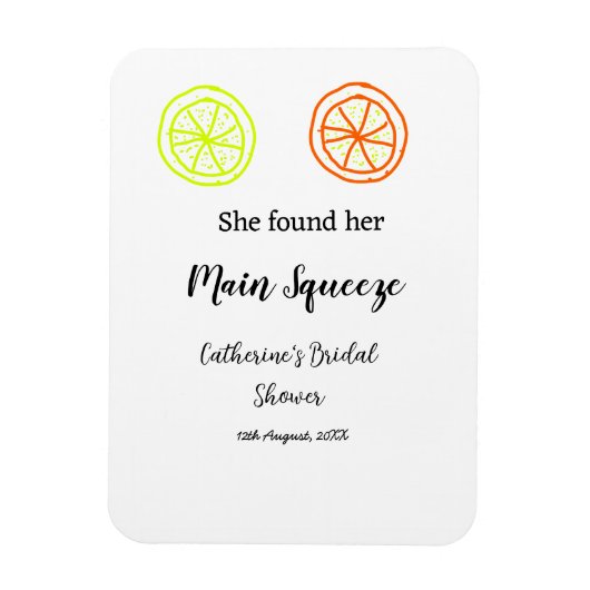 メインスクイーズ レモン シトラス ウェディングシャワー 名前を追加 マグネット (縦)