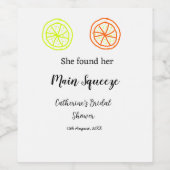 メインスクイーズ レモン シトラス ウェディングシャワー 名前を追加 ワインラベル (シングルラベル)