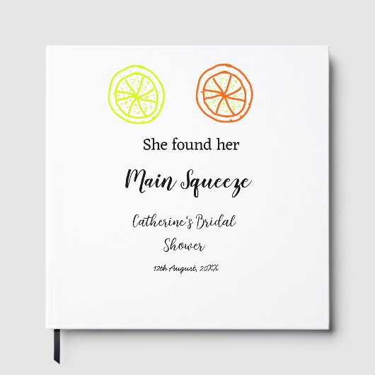 メインスクイーズ レモン シトラス ブライダルシャワー 名前を追加 ゲストブック (正面)