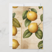 メインスクイーズ レモン シトラス ブライダルシャワー 招待状 (裏面)