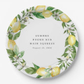 メインスクイーズ レモン テーマのブライダルシャワー ペーパープレート (正面)