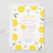 メインスクイーズ レモン デイジー ファーストバースデー 招待状 (正面)