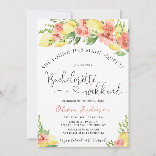 メインスクイーズ レモン ブライズメイド ウィークエンド インビテーション (正面)