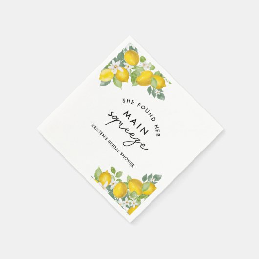 メインスクイーズ レモン ブライダルシャワーナプキン スタンダードカクテルナプキン (角)