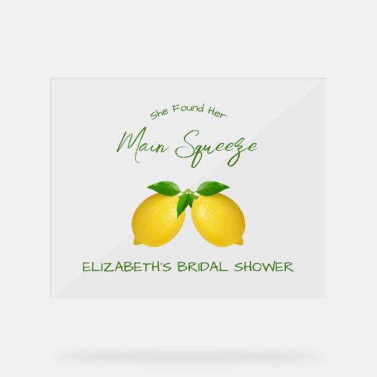 メインスクイーズ レモン ブライダルシャワー アクリルサイン (正面)