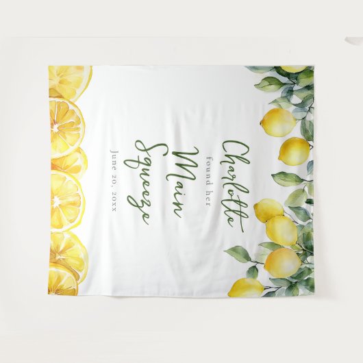 メインスクイーズ レモン ブライダルシャワー フォトバックドロップ タペストリー (正面(横))