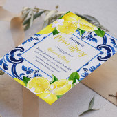 メインスクエーズブルータイルレモンシトラスベビーシャワー 招待状