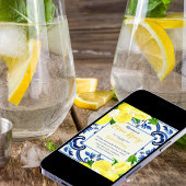 メインスクエーズブルータイルレモンシトラスベビーシャワー 招待状