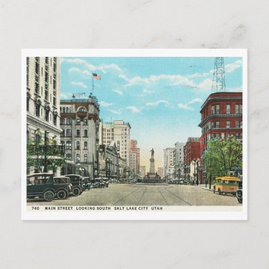 メインストリート、ユタ州ソルトレイクシティ ヴィンテージ ポストカード (正面)