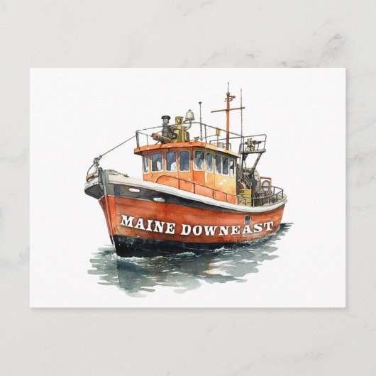 メインダウネストボート魚釣り ポストカード (正面)