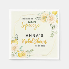 メインハグ大好き!レモンと花のエレガントなブライダルシャワー スタンダードカクテルナプキン