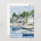 メインハーバーニュージャージーウォーターカラーアート ポストカード (正面/裏面)