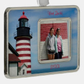 メインバケーションファミリーフォトウェストクォディライトハウス シルバープレートフレームオーナメント (右)