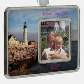 メインバケーションファミリーフォトポートランドヘッドライト シルバープレートフレームオーナメント (右)