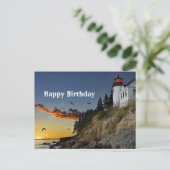 メインバスハーバーライトハウスフォト誕生日 ポストカード (スタンド正面)