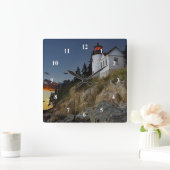 メインバスハーバーライトハウスフォト スクエア壁時計 (ホーム)