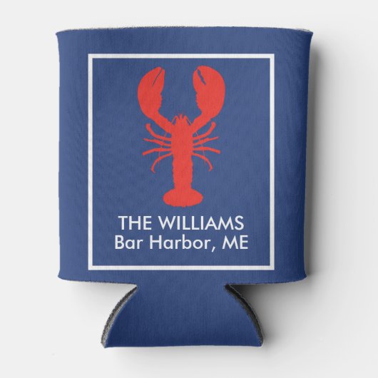 メインパーソナライズされたロブスター名門私立校風の 缶クーラー (正面)