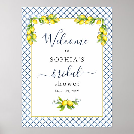 メインプリズ  レモン ブライダルシャワー ウェルカム ポスター (正面)