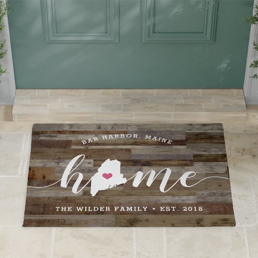 メインホーム州パーソナライズされたウッドルック ドアマット