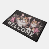 メインモダンースタイリッシュクーンキャットウェルカム ドアマット (アングル)
