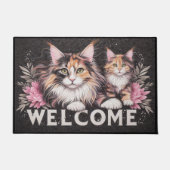 メインモダンースタイリッシュクーンキャットウェルカム ドアマット (正面)