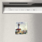 メインライトハウスアンドボーツウォーターカラーアート マグネット (インサイチュ (食洗機))