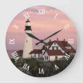 メインライトハウスウォーターカラー絵を描アートスタイル ラージ壁時計 (正面)